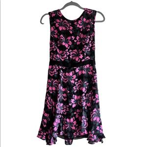Silk Flutter Dress Original Milly Of New York Pink Black Teal Floral Size 4